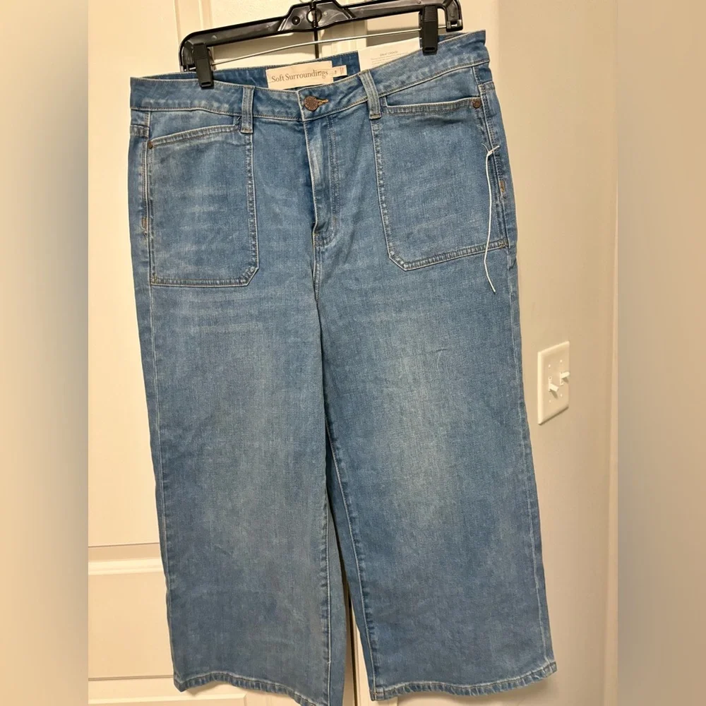 Soft Surroundings Ultimate Denim Wide Leg Crop Jeans NWT 16 - Picture 7 of 14